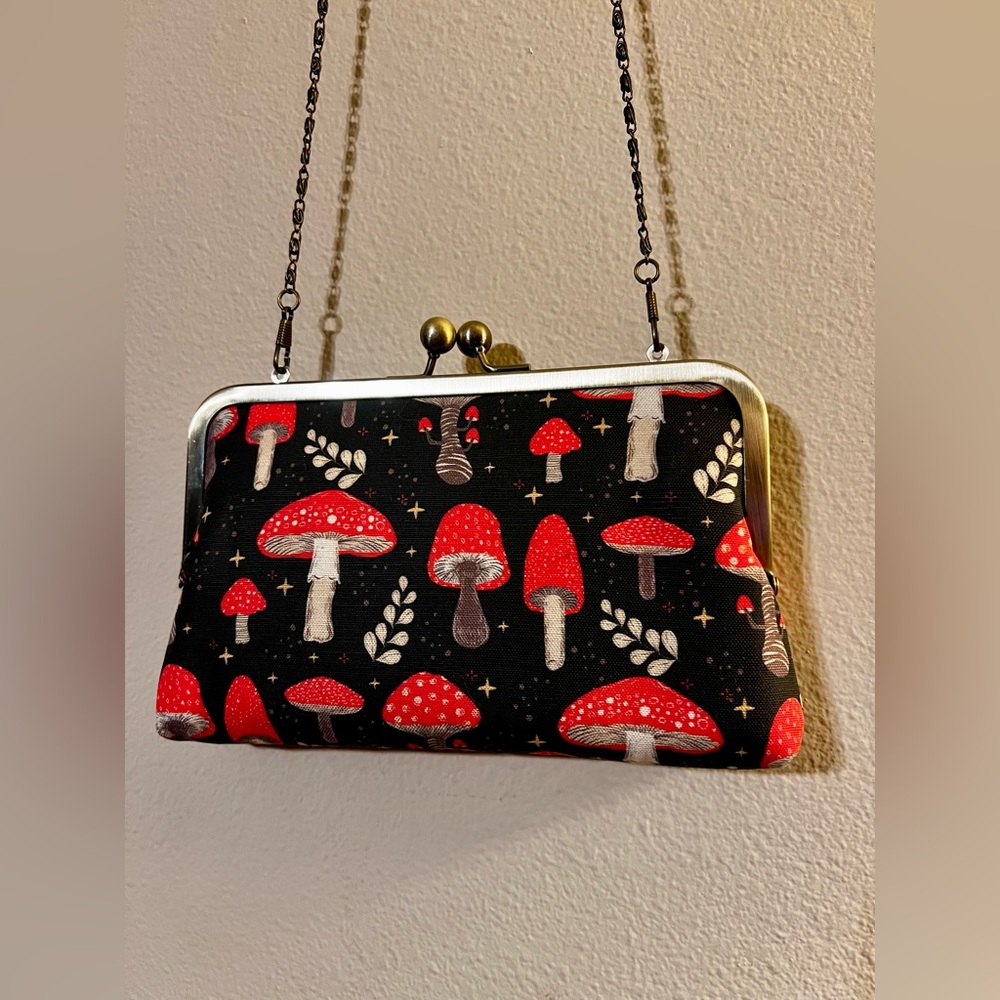 Cosmic Eye Mushroom Clutch with Chain Strap